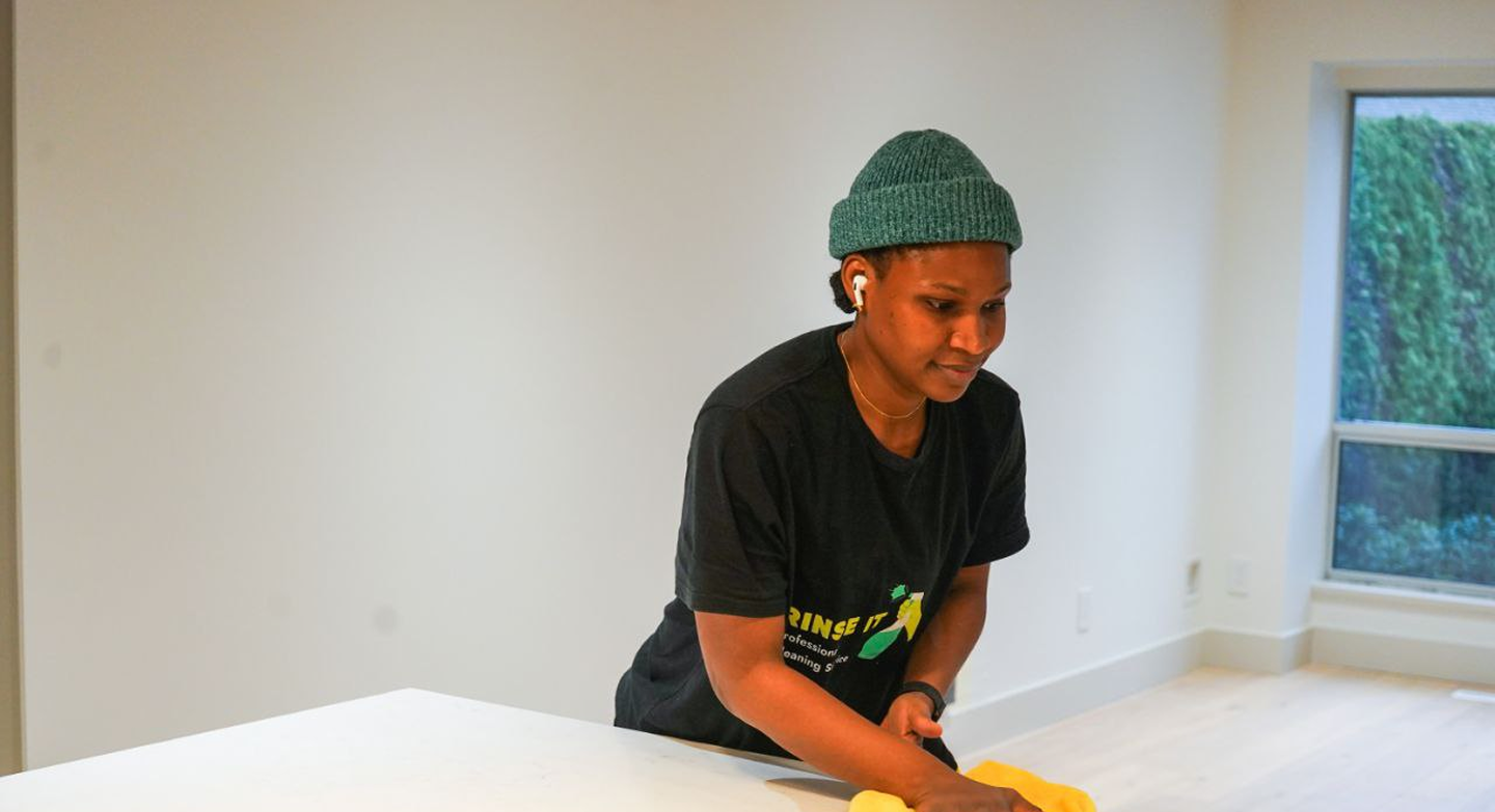 Professional cleaner at work